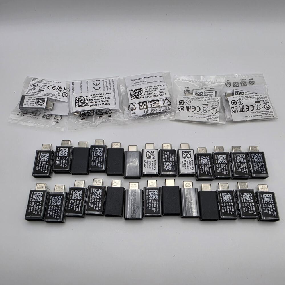 Lot of 31 Dell USB-C to USB-A Adapter OTG USB-C Male to USB-A Female New